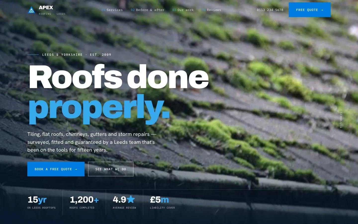 Apex Roofing example site preview