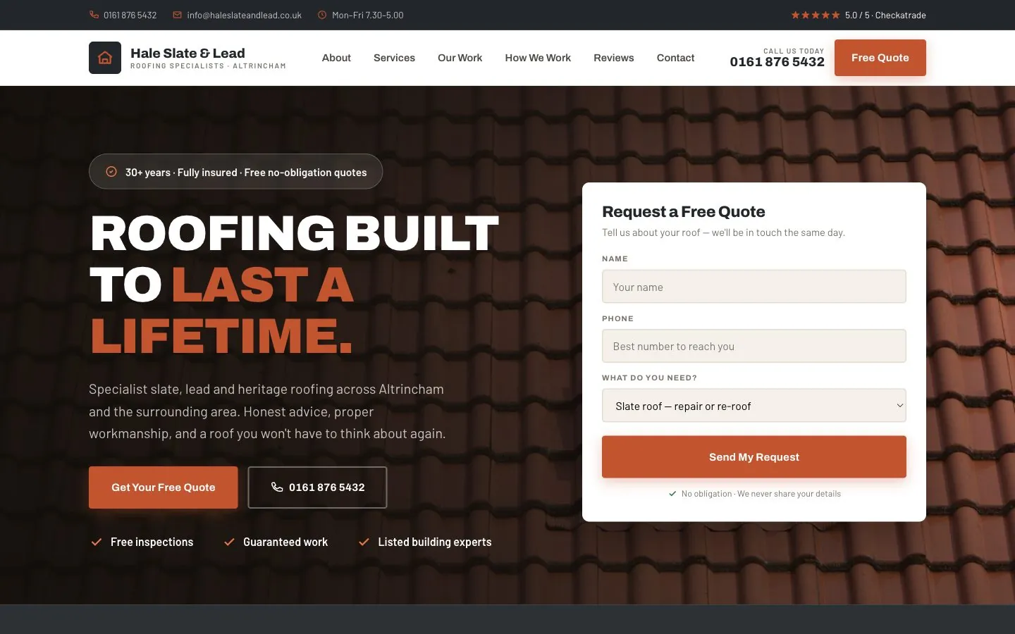 Hale Slate & Lead example site preview